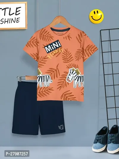 Elite Cotton Blend Printed T-Shirts with Shorts For Boys