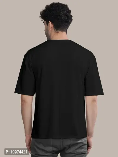 Stylish Black Front Printed Colourblock Baggy Oversized Tshirt for Men-thumb3