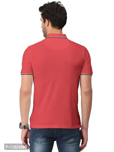 Trendy Red Solid Half Sleeve Collar Neck / Polo Tshirts for Men-thumb2