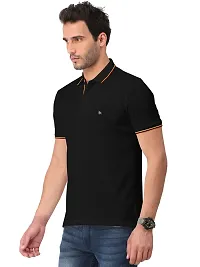 Trendy Black Solid Half Sleeve Collar Neck / Polo Tshirts for Men-thumb2