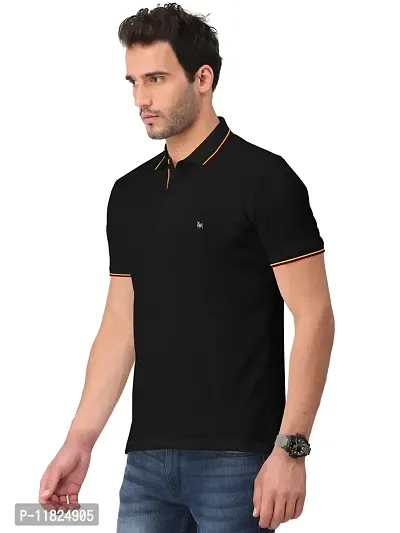 Trendy Black Solid Half Sleeve Collar Neck / Polo Tshirts for Men-thumb3