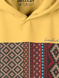 Beautiful Mustard  Navy Blue Printed Cotton Blend Hoodie Sweatshirt For Boys - Pack of 2-thumb3