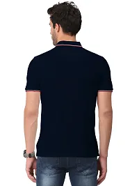 Trendy Navy Blue Solid Half Sleeve Collar Neck / Polo Tshirts for Men-thumb1