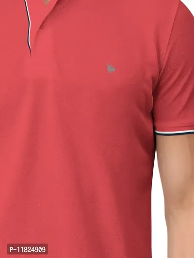 Trendy Red Solid Half Sleeve Collar Neck / Polo Tshirts for Men-thumb5