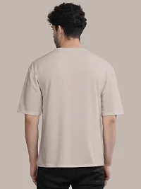 Stylish Beige Front Printed Colourblock Baggy Oversized Tshirt for Men-thumb2