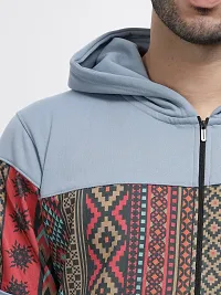 Classic Blue Trendy Colourblock Fleece Hoodie Sweatshirt for Men-thumb4