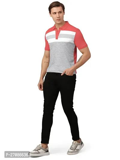 Stylish Cotton Blend Colourblocked T-Shirt For Men-thumb4