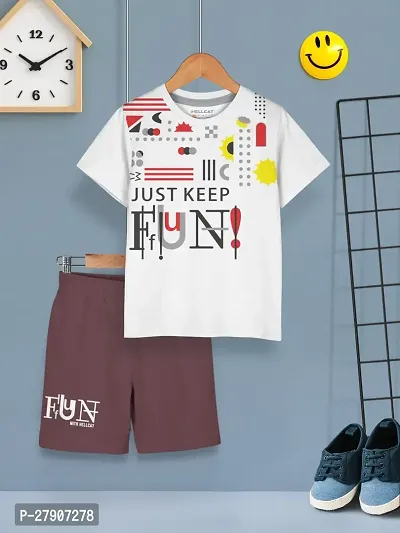 Elite Cotton Blend Printed T-Shirts with Shorts For Boys