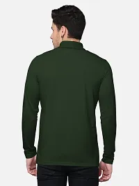 Reliable Green Cotton Blend Solid High Neck Tees For Men-thumb1