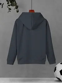 Beautiful Dark Grey Colourblocked Cotton Blend Hoodie Sweatshirt For Boys-thumb1