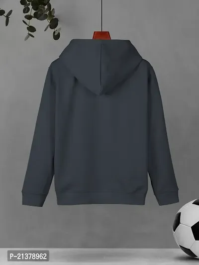 Beautiful Dark Grey Colourblocked Cotton Blend Hoodie Sweatshirt For Boys-thumb2