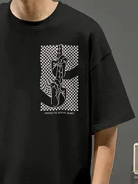 Stylish Black Cotton Blend Oversized T-Shirt For Men-thumb2