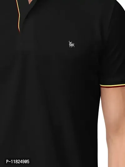 Trendy Black Solid Half Sleeve Collar Neck / Polo Tshirts for Men-thumb5