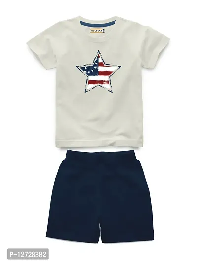 Stylish Fancy Cotton Blend Printed T-Shirts With Shorts For Boys