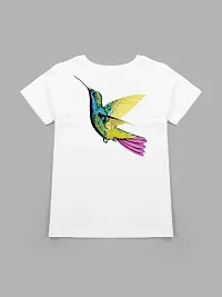 Stylish White Cotton Blend Printed Tee For Girls-thumb1