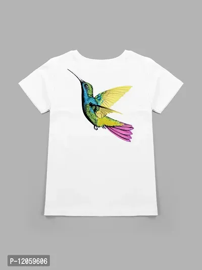 Stylish White Cotton Blend Printed Tee For Girls-thumb2