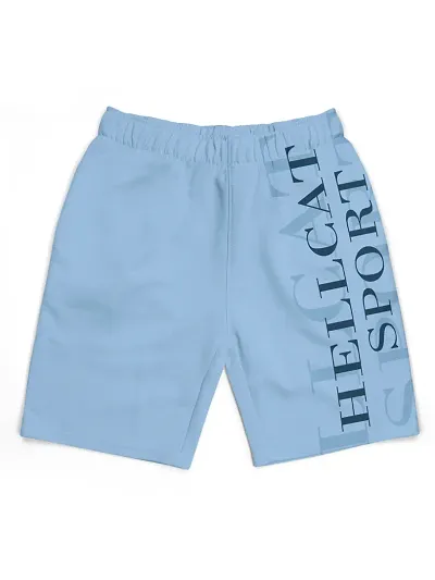 Fabulous Blue Cotton Blend Printed Regular Shorts For Girls