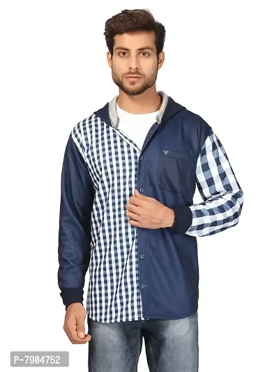 BULLMER Mens Regular Fit Printed Brushed Fleece Hooded Sweatshirt/ Jacket