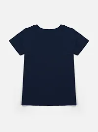 Stylish Blue Cotton Blend Printed Tee For Girls-thumb1