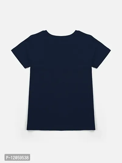 Stylish Blue Cotton Blend Printed Tee For Girls-thumb2