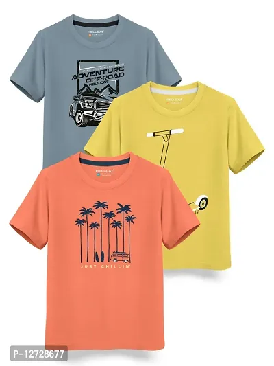 Stylish Fancy Cotton Blend Printed T-Shirts Combo For Boys Pack Of 3-thumb0