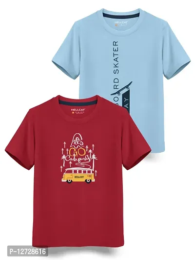 Stylish Fancy Cotton Blend Printed T-Shirts Combo For Boys Pack Of 2