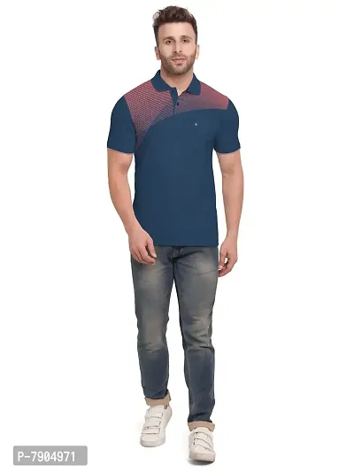 BULLMER Mens Regular Fit Cotton Printed Polo Tshirt/Collared Tshirt - Grey-thumb5
