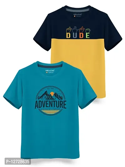 Stylish Fancy Cotton Blend Printed T-Shirts Combo For Boys Pack Of 2-thumb0