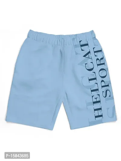 Elegant Blue Cotton Blend Printed Shorts For Boys
