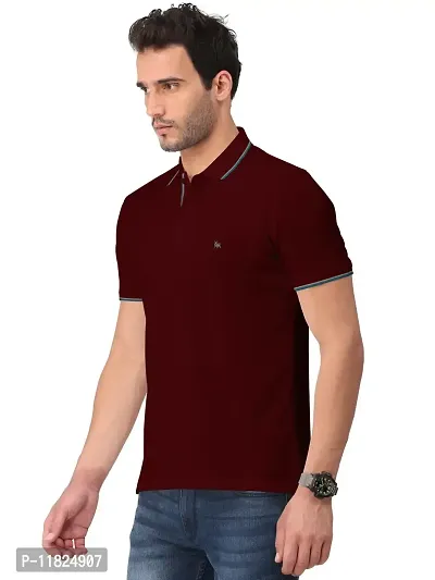 Trendy Maroon Solid Half Sleeve Collar Neck / Polo Tshirts for Men-thumb3