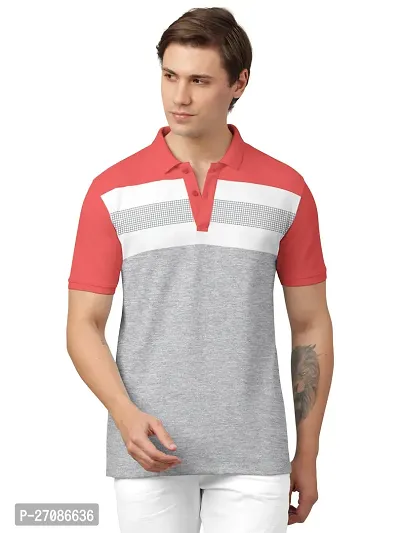 Stylish Cotton Blend Colourblocked T-Shirt For Men-thumb0