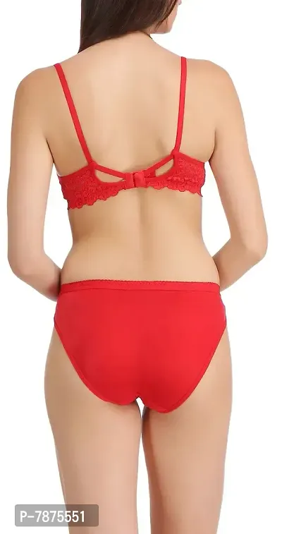 Buy StyFun Soft Lycra Stretchable Bra Panty Set for Women, Non-Padded, Non- Wired, Seamed, Floral Print, Full Coverage, Lingerie Set, Red, Cup-B,  Size-34 Online In India At Discounted Prices