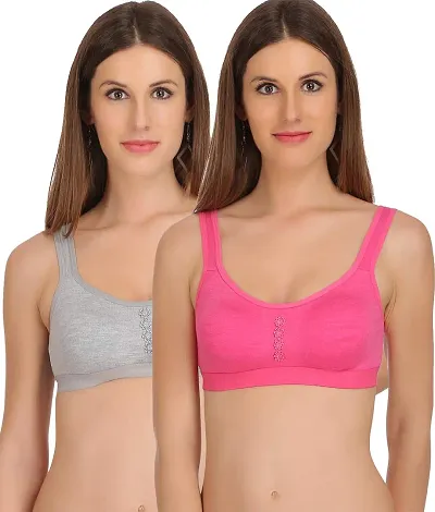 Buy FEATHERLINE Seamless Non-Padded Color Block Design Casual Women's  Sports Bras (Tomato, Skin, White, 38B) at