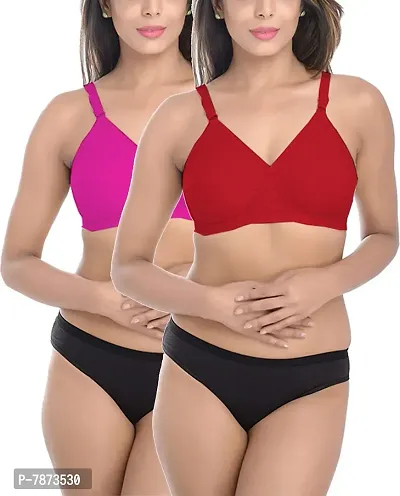Buy Styfun Bra Panty Set Combo For Women With Sexy And Breathable, Full  Coverage Set, Cross Set, Non-padded, Non-wired, Pack Of 2, Redpink, Cup- B,  Size- 30 Online In India At Discounted