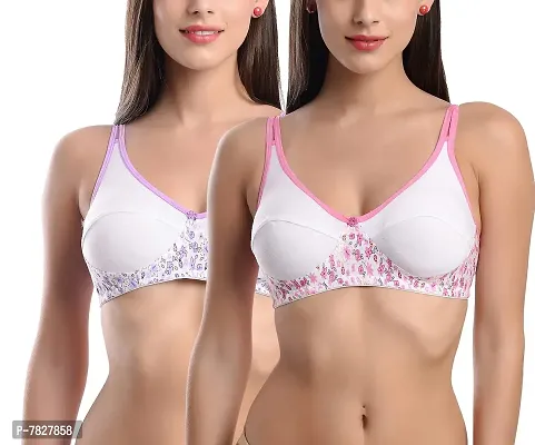 Buy StyFun Women Cotton Non-Wired Bra, Non-Padded, Full Coverage Bra,  T-Shirt Bra, Everyday Bras, Cup-B, Multi-Color Floral Design, Pack of 6,  Size- 36 Online In India At Discounted Prices