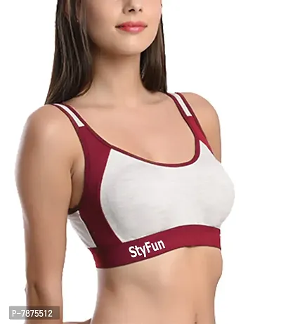 Buy StyFun Women Cotton Sports Bra for Gym, Yoga, Running Bra for Girls,  Racer Back, Full Coverage, Maroon, Cup B, Pack of 1, 30B Online In India At  Discounted Prices