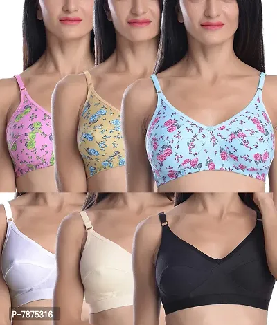Buy StyFun Women's Cotton Non-Wired Full Coverage T-Shirt Shaper Push up  Regular Bra Comfortable Bra Non-Padded Bra Multi-Color Size-32B Pack of 6  Bras Online In India At Discounted Prices