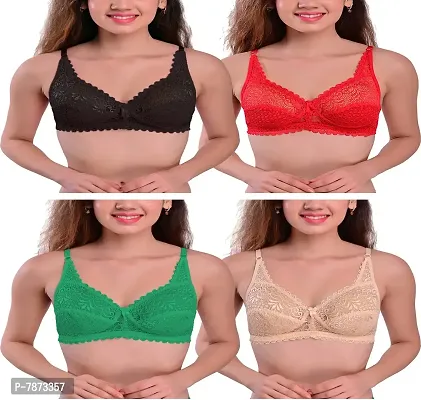 Buy StyFun Cotton Lycra Net Bra Non-Padded, Non-Wired, Floral Print, Bra  for Women Combo Pack Girls Everyday, Bralette Pink Pack of 1, Cup B, Size-  32 Online In India At Discounted Prices
