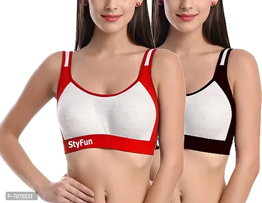 Buy StyFun Women Cotton Sports Bra for Gym, Yoga, Running Bra for Girls,  Racer Back, Full Coverage, Maroon, Cup B, Pack of 1, 30B Online In India At  Discounted Prices
