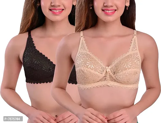 Pack of 02 Net Non-Paded & Non-Wired Cotton Bra