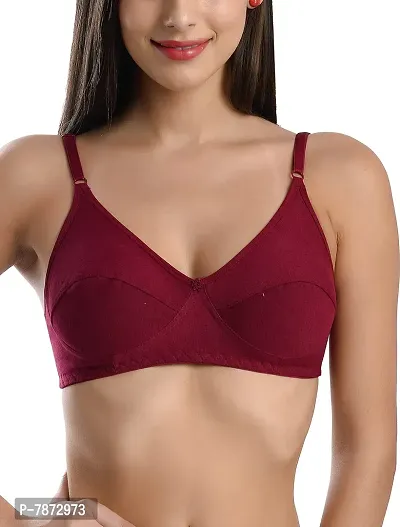 Buy StyFun Women Non-Wired Bra, Non-Padded, Full Coverage Bra, Cotton Bra,  Everyday Bras, Solid Print, Pack of 3, Cup-C, Blue Orange Maroon, Size- 34  Online In India At Discounted Prices
