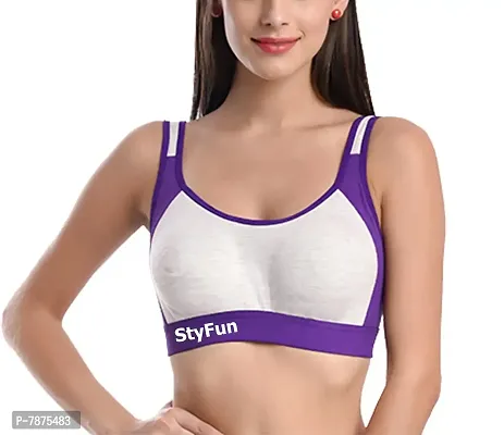 Buy StyFun Women Cotton Sports Bra for Gym, Yoga, Running Bra for Girls,  Racer Back, Full Coverage, Purple, Cup B, Pack of 1, 30B Online In India At  Discounted Prices