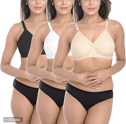 Buy Styfun Bra Panty Set Combo For Women With Sexy And Breathable, Full  Coverage Set, Cross Set, Non-padded, Non-wired, Blackwhitebeige, Cup- B,  Size- 30 Online In India At Discounted Prices
