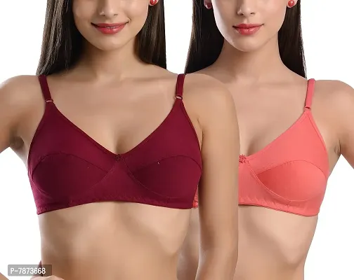 Buy Floret Women Non Padded & Wire Free Full Coverage Minimizer Bra (Pack  of 2) Online