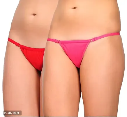 Buy StyFun Satin G-String Panties for Women, Girl Soft Stretchable Briefs,  Adjustable String, Red Pink Panty Combo Pack of 2, Free Size for 32-40  Waist Online In India At Discounted Prices