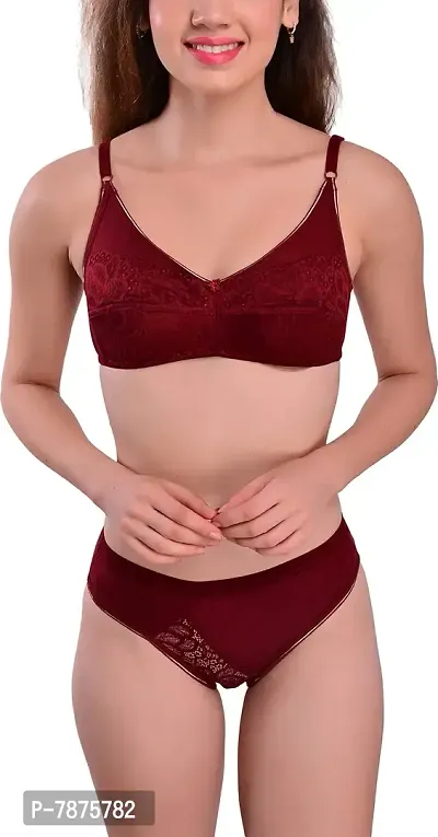 Buy StyFun Soft Cotton Blend Bra Panty Set for Women, Non-Padded,  Non-Wired, Floral Print, Lingerie Set, Brown, Pack of 1 Cup-B, Size- 34  Online In India At Discounted Prices