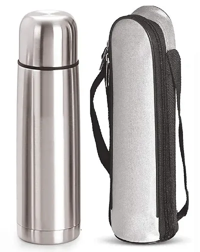 Milton Thermosteel Flip Lid 1000, Double Walled Vacuum Insulated Thermos  1000 ml | 34 oz | 1 Ltr | 24 Hours Hot and Cold Water Bottle with Cover