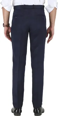 Trendy Blue Cotton Blend Solid Mid-Rise Formal Trouser For Men-thumb1