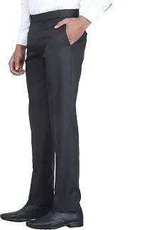 Trendy Black Rayon Solid Mid-Rise Formal Trouser For Men-thumb2