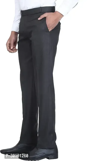 Trendy Black Rayon Solid Mid-Rise Formal Trouser For Men-thumb3